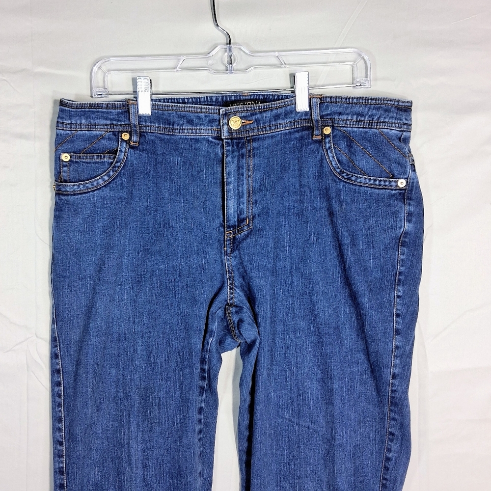 Women's Miss Tina Size 14 36" X 32" Blue Denim Jeans With Embroidered Pocket